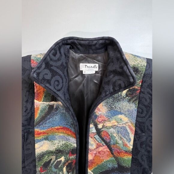 VTG Tzeadle Pasadena Tapestry Art To Wear Cropped Jacket Open Front Size P - Picture 9 of 15